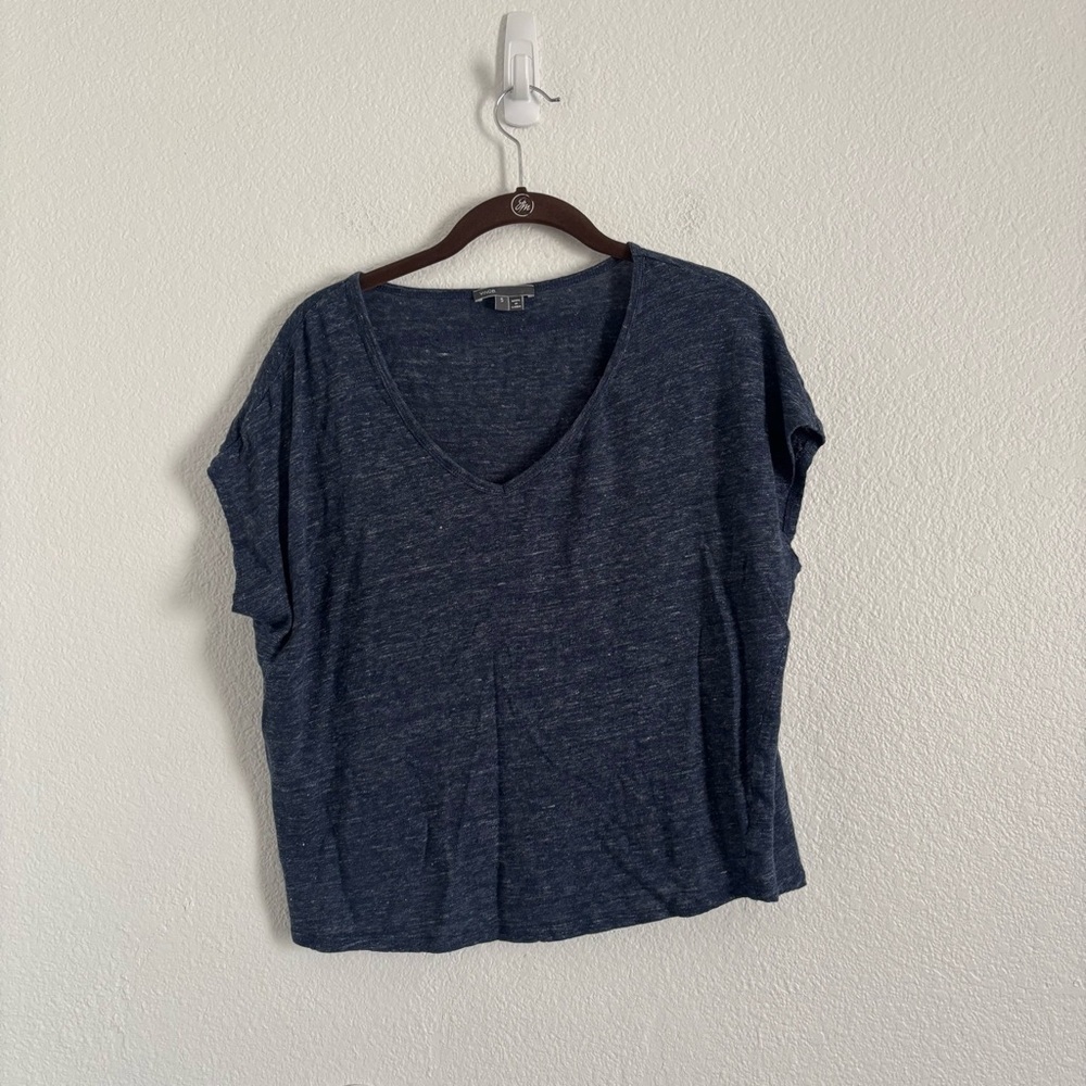 Vince Women's Size Small Blue Short Sleeve V-Neck Top